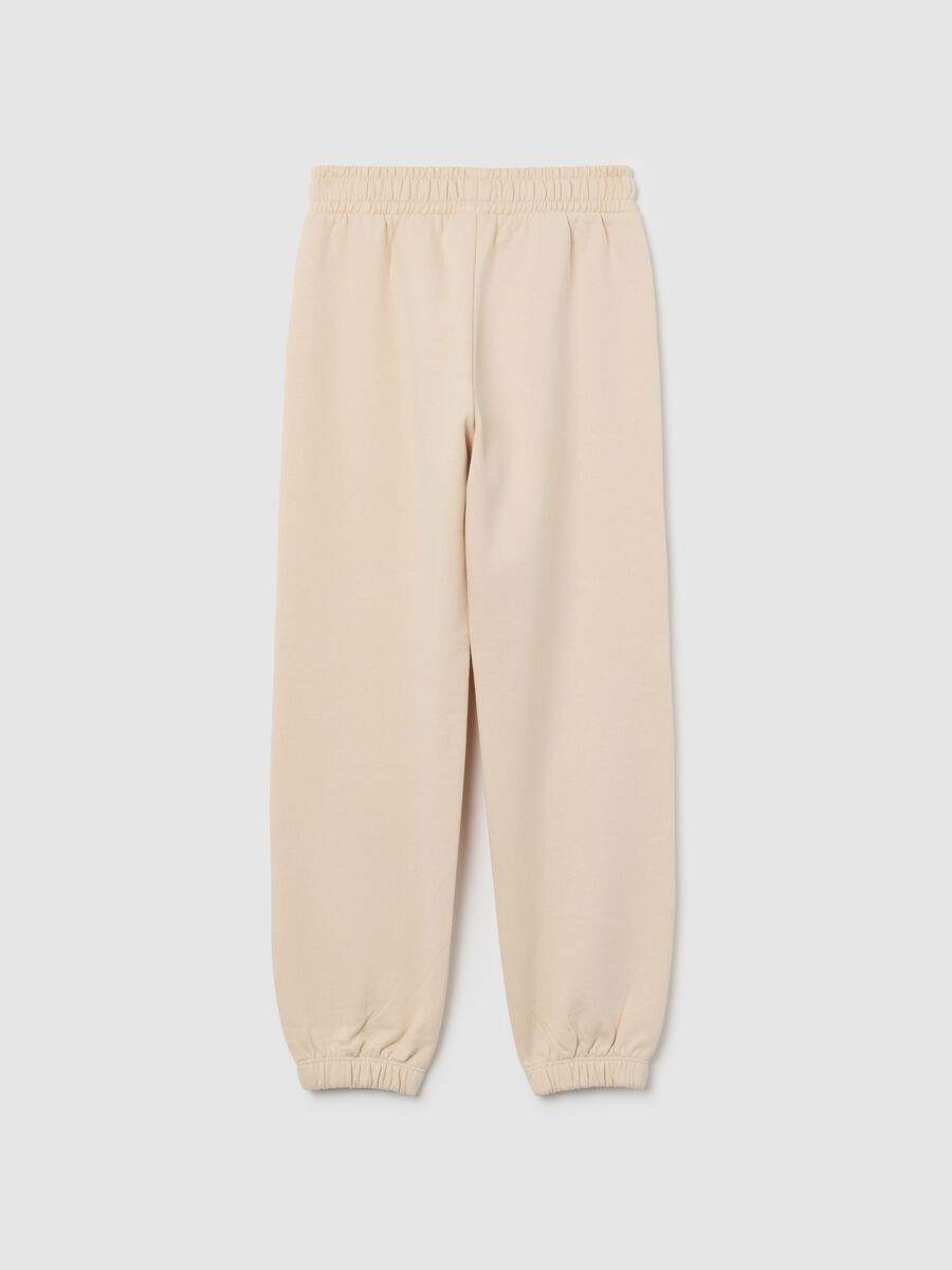 Girls' regular fit beige pure cotton trousers_1