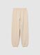 Girls' regular fit beige pure cotton trousers_1