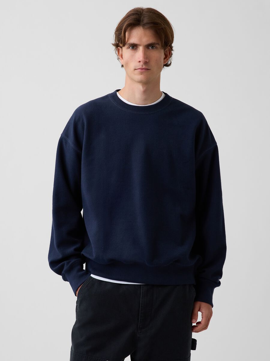Blue sweatshirt in pure cotton_0