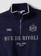 Blue half‑zip cotton‑blend sweatshirt with front lettering, regular fit_5