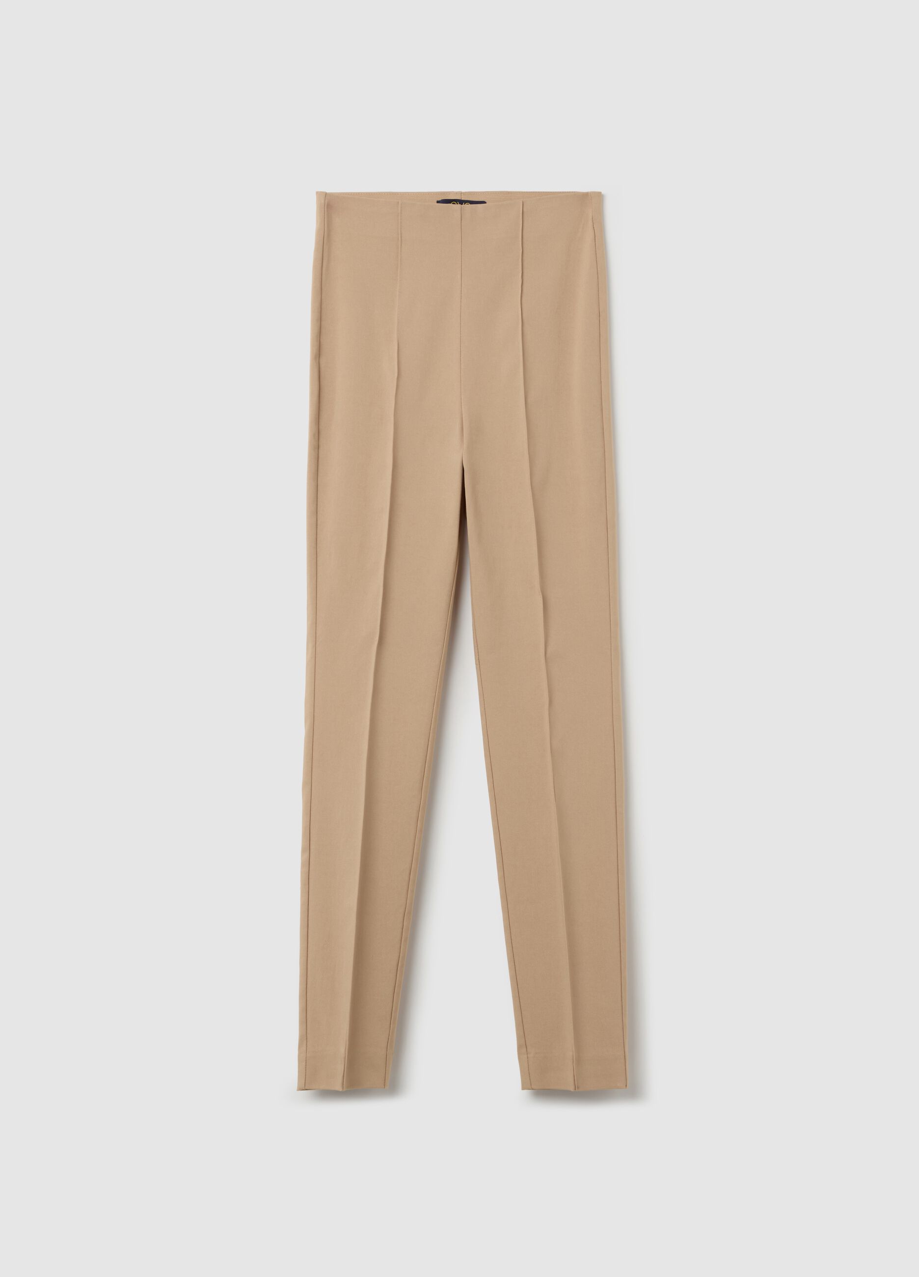 Cropped treggings with embossed seams