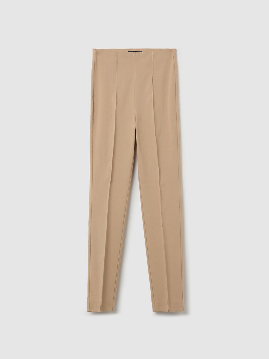 Cropped treggings with embossed seams_4