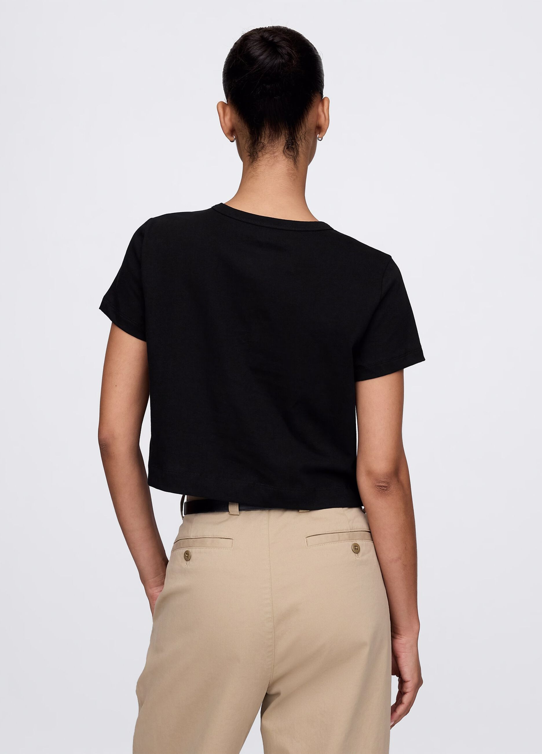 Black cropped T-shirt in cotton