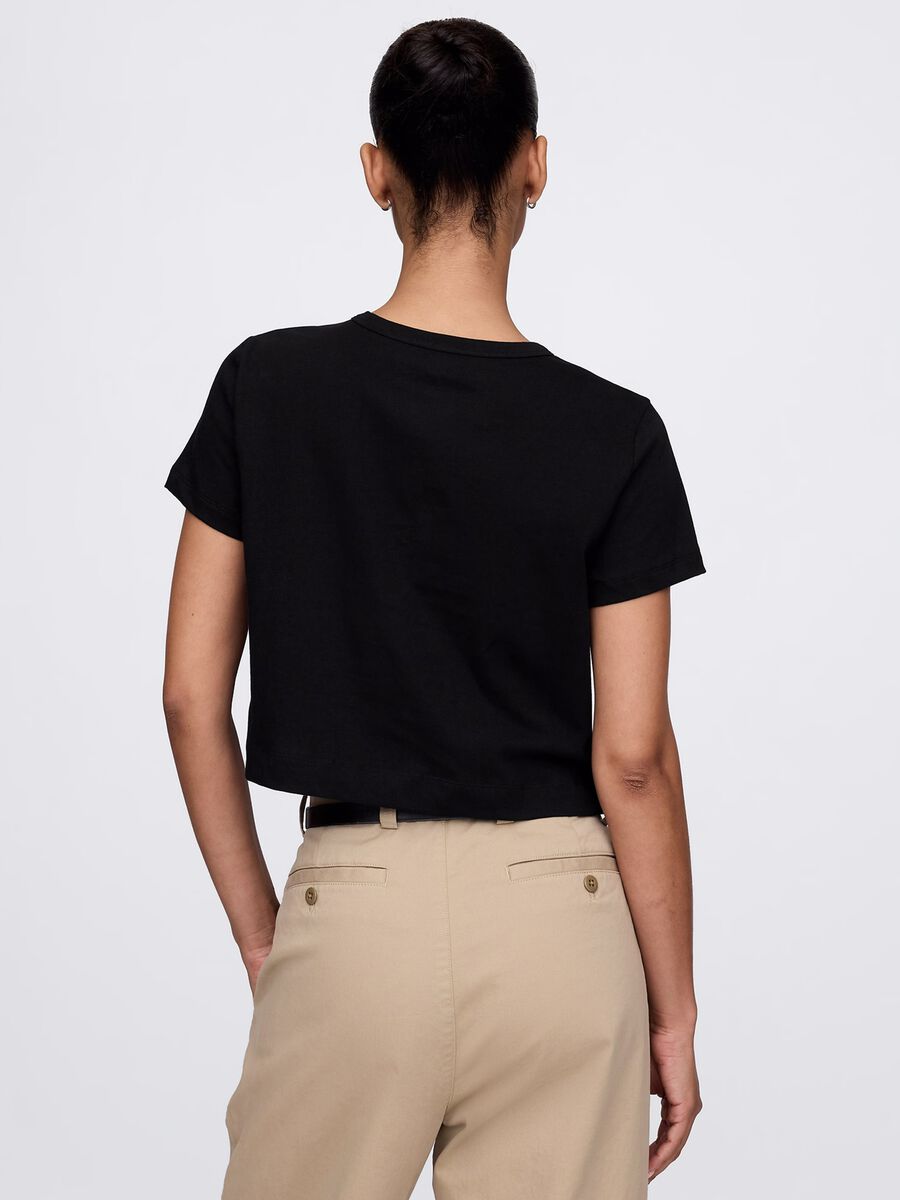 T-shirt cropped nero in cotone_2