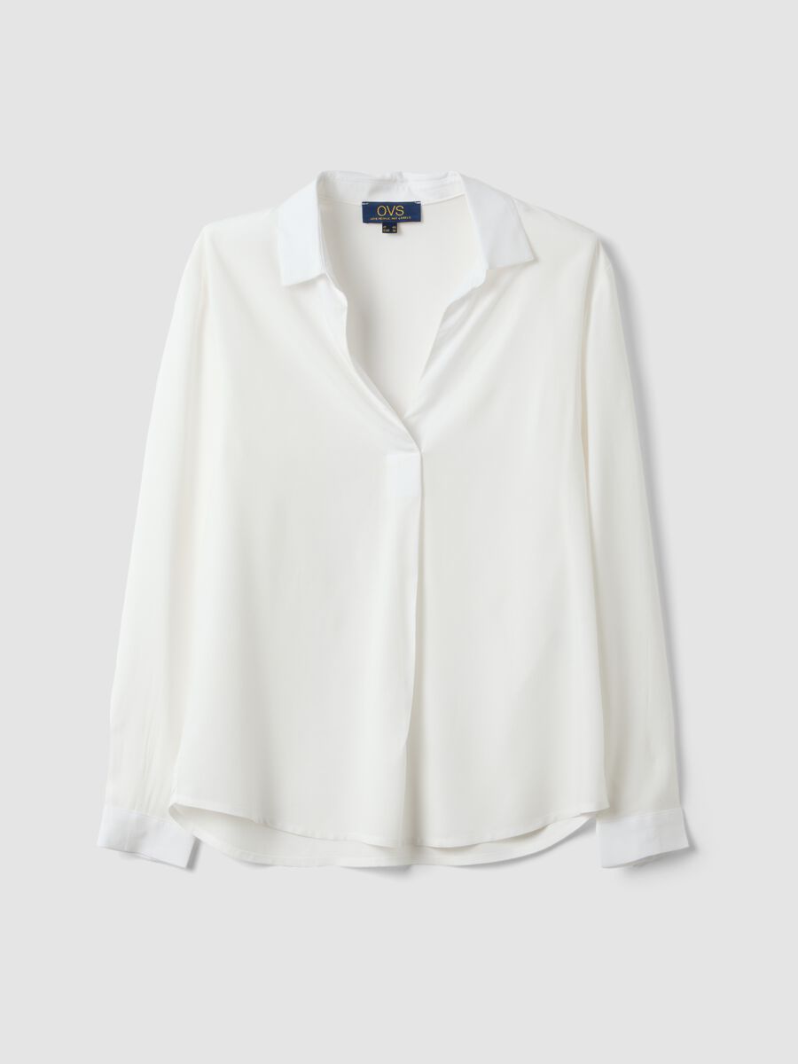 Camicia bianca in pura viscosa con colletto classico regular fit_4