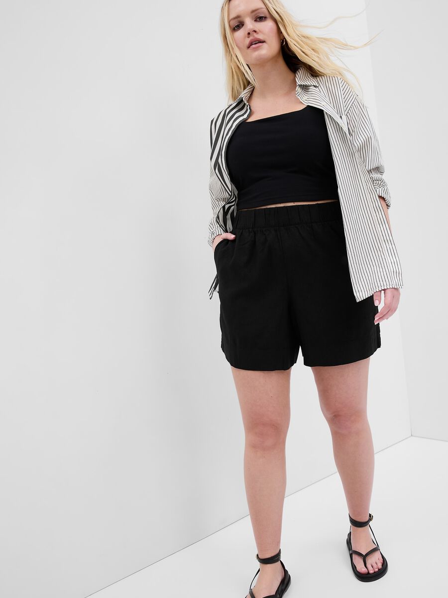 Shorts pull on in lino e viscosa_3