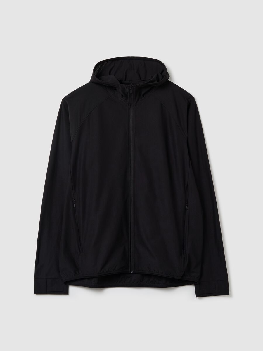 Full-zip sweatshirt in technical fabric with hood_4