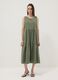 Abito verde smanicato in puro cotone con balze regular fit_1