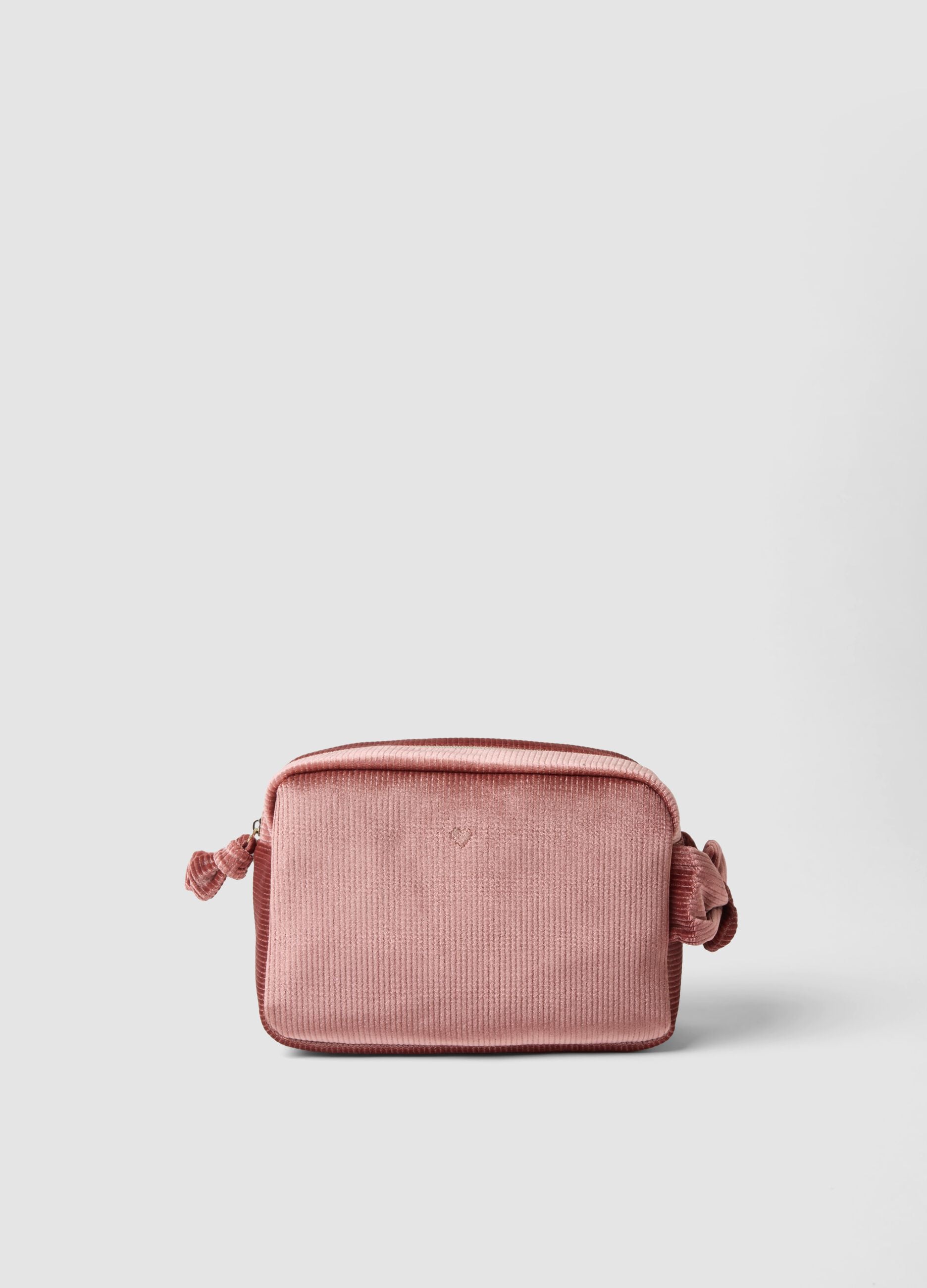 Pink ribbed stretch-fabric toiletry bag