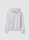 Grey pure cotton hoodie for girls, regular fit with zip_0