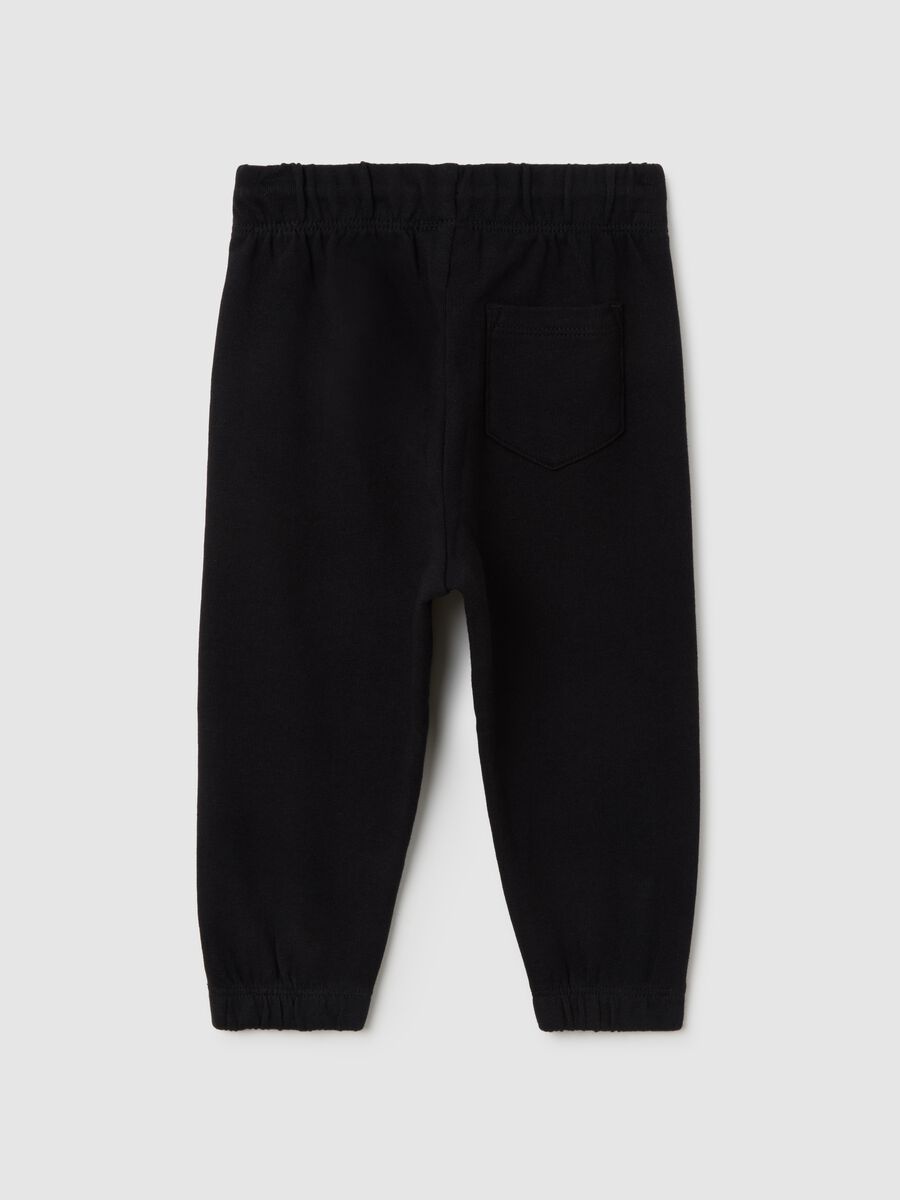 Joggers da bambino in puro cotone nero regular fit_1