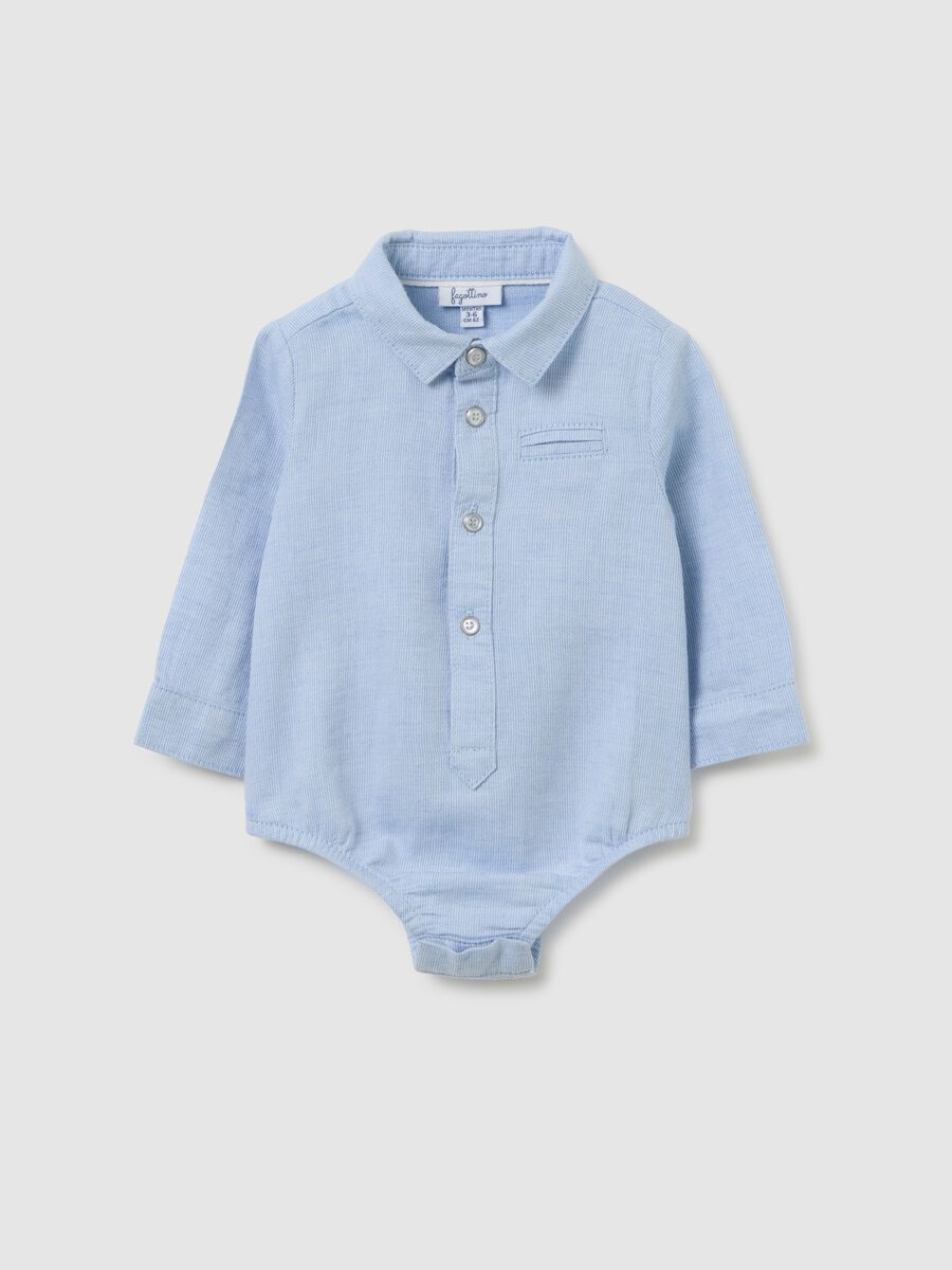 Newborn baby bodysuit in pure blue cotton_0