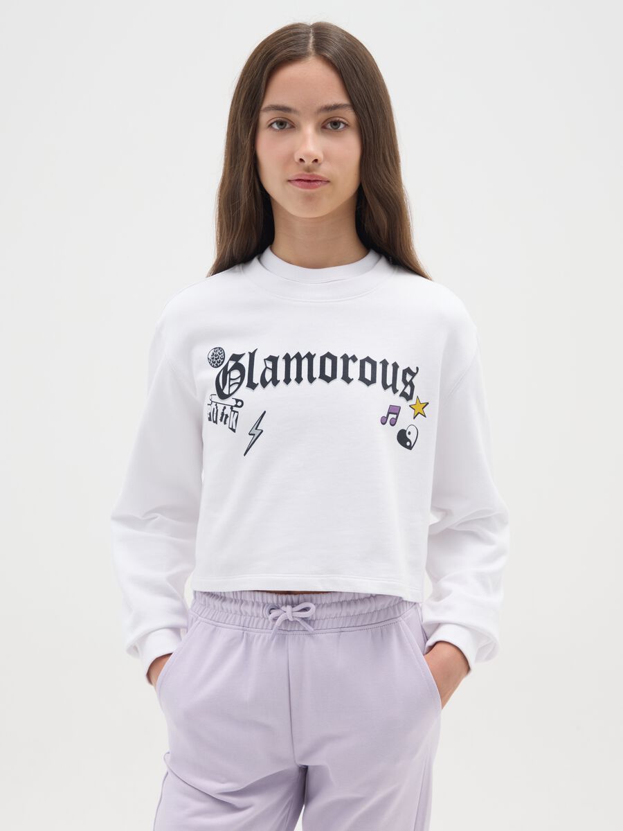 Felpa bianca in cotone per bambina_0