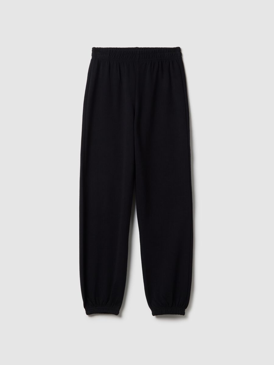 Girls' regular fit black pure cotton jogger trousers_3