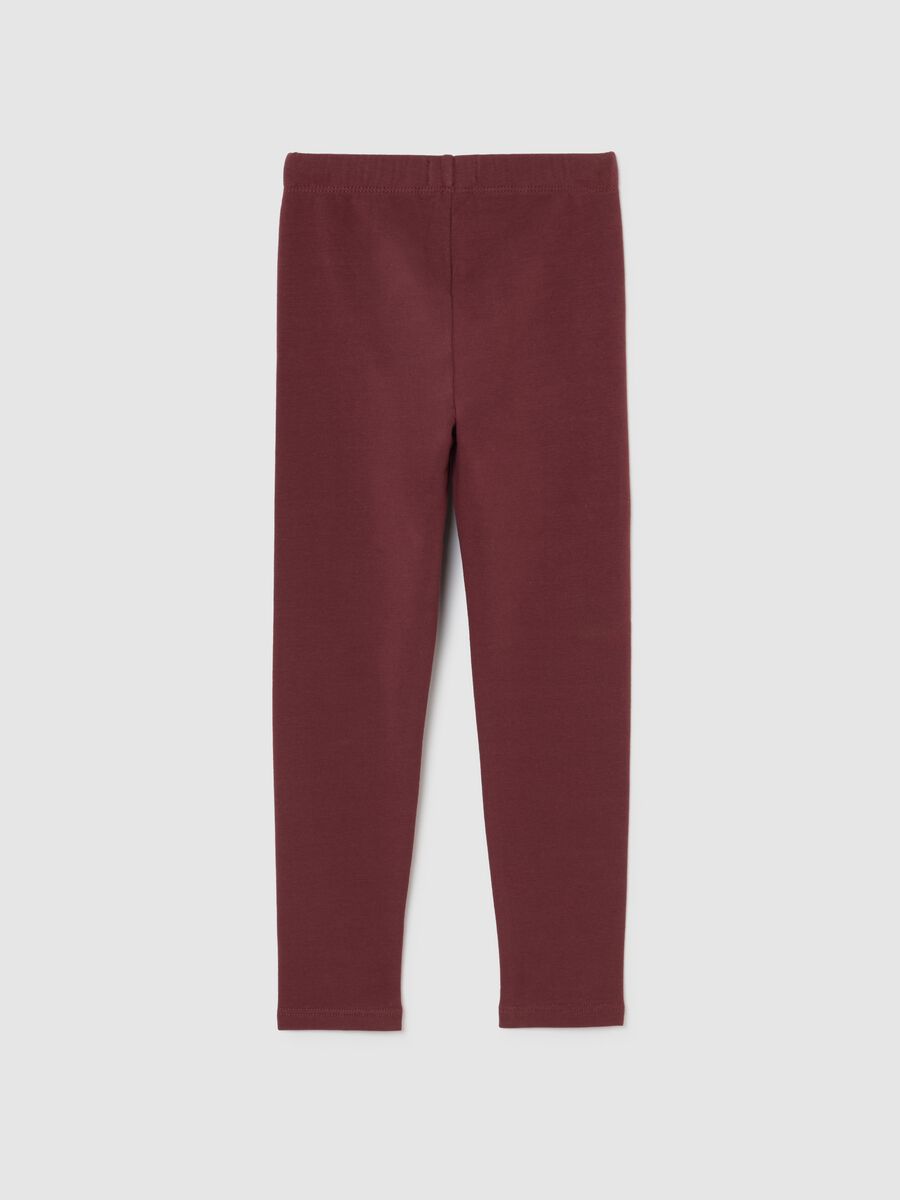 Leggings skinny rossi da bambina in cotone elasticizzato_1