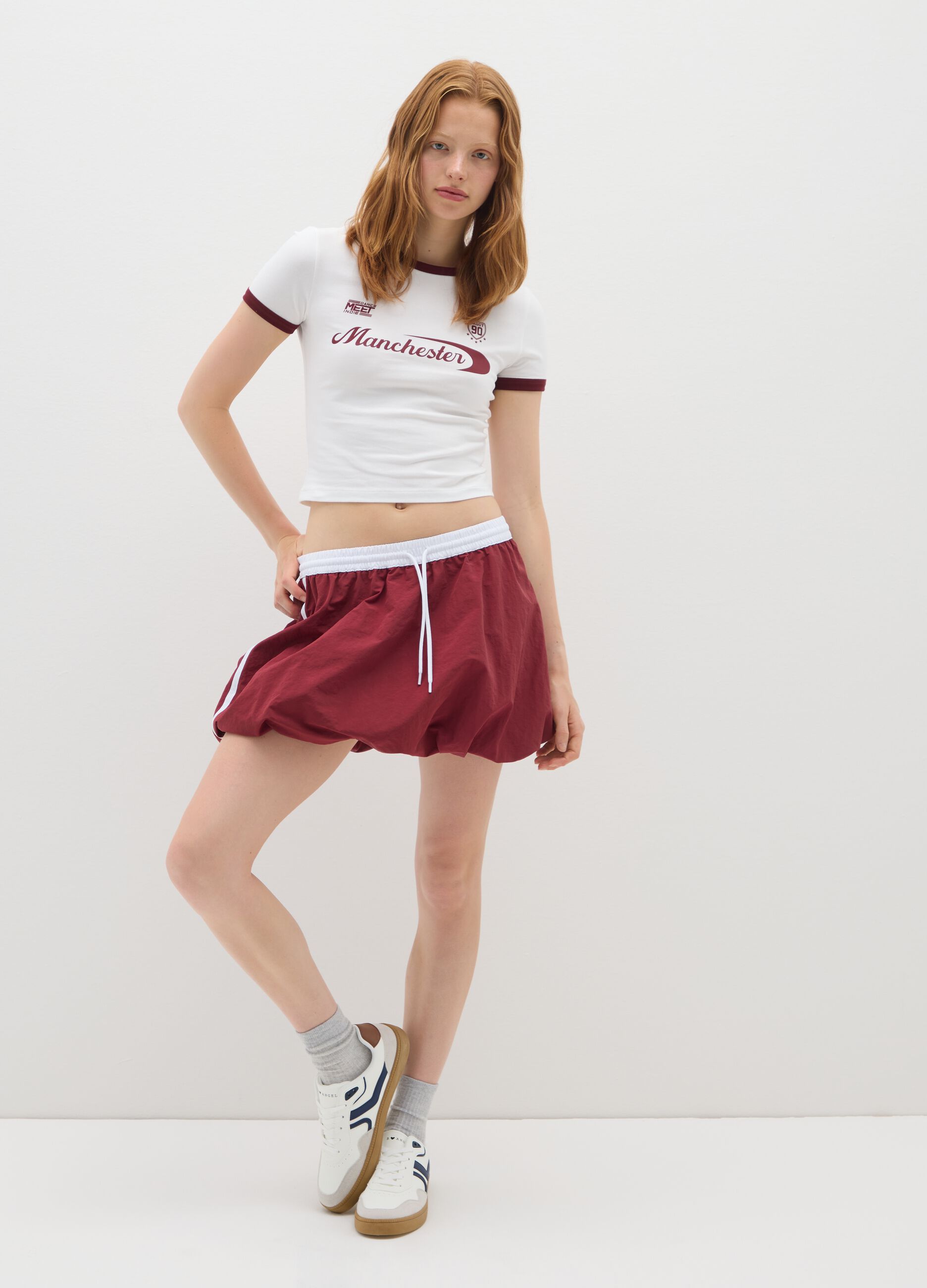 Women's White Cotton Blend T-shirt