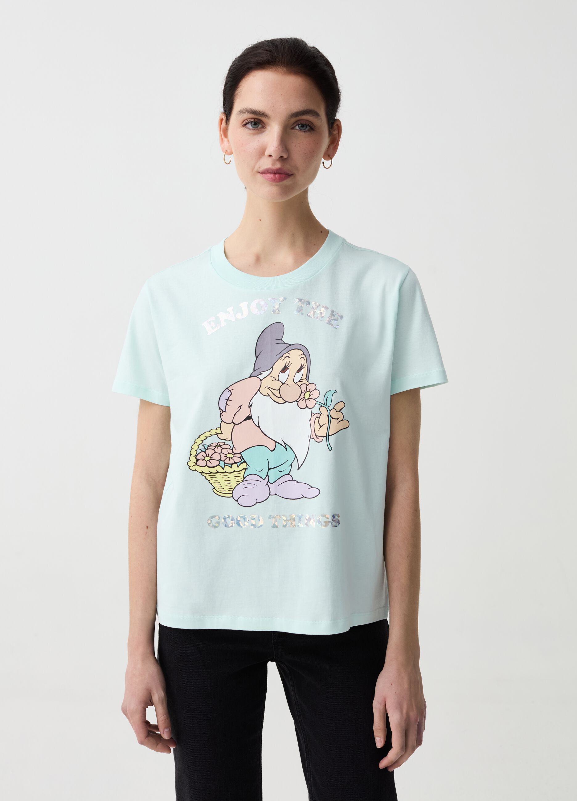 T-shirt con stampa Biancaneve e i Sette Nani