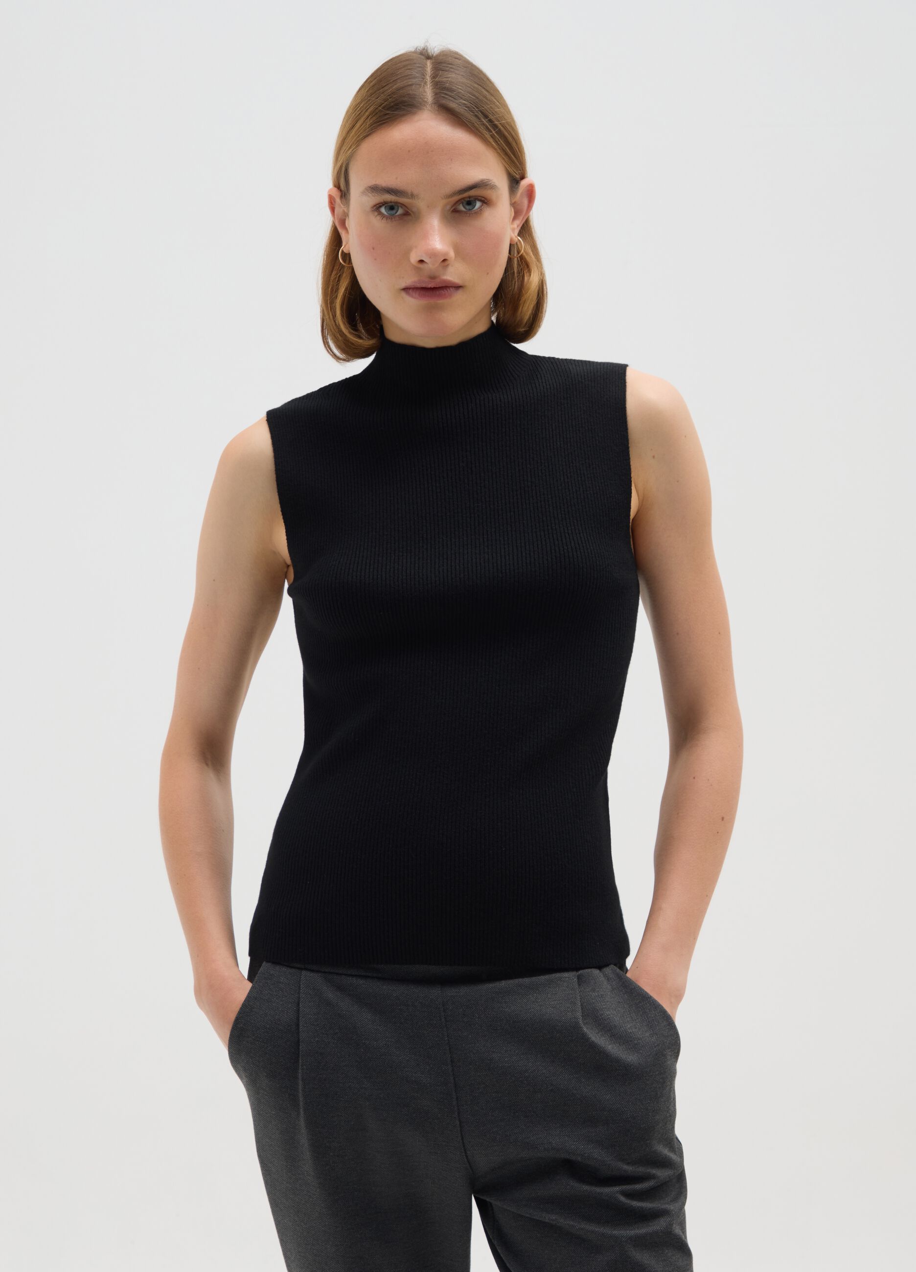 Black Regular Fit Tank Top