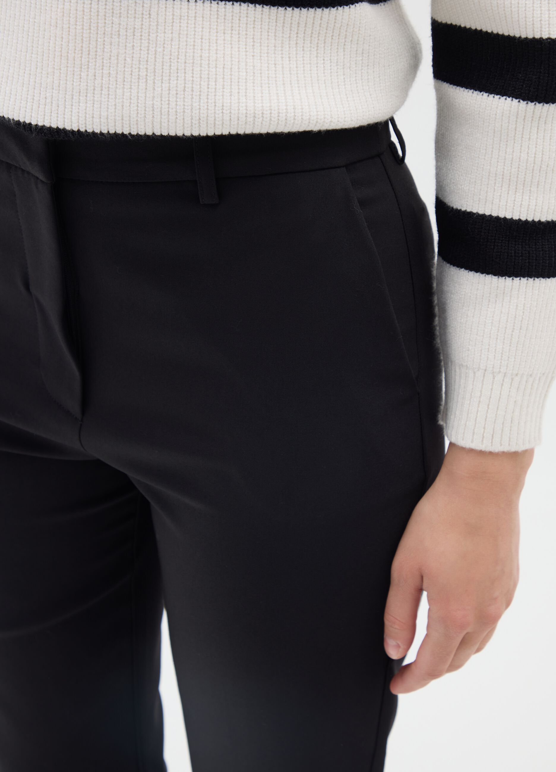 Stretch Black Slim Trousers