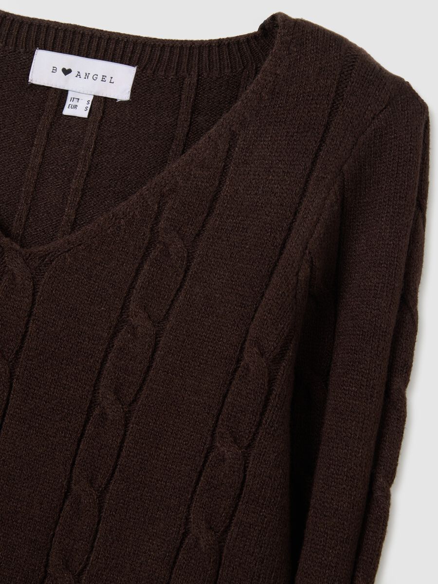 Maglione in misto cotone marrone regular fit_5