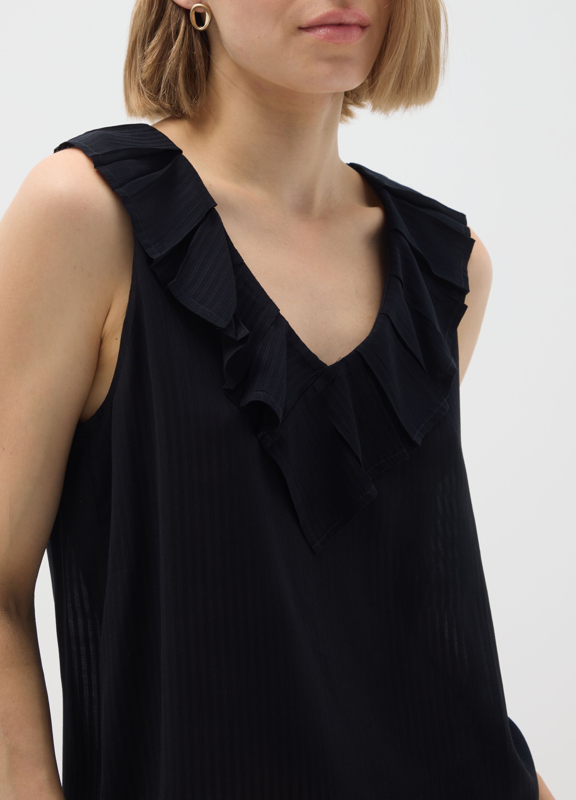 Black oversized pure viscose blouse