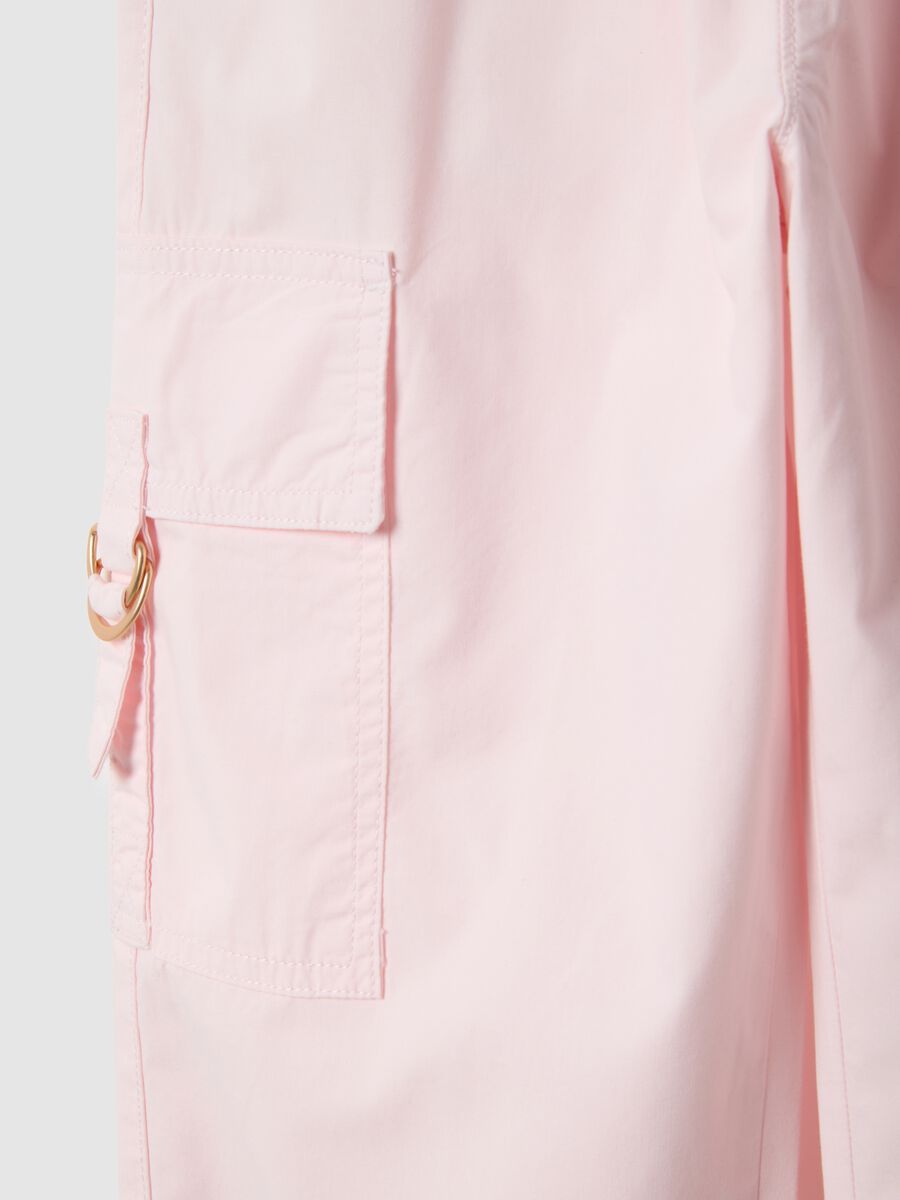Pantaloni cargo in puro cotone rosa da bambina regular fit_3