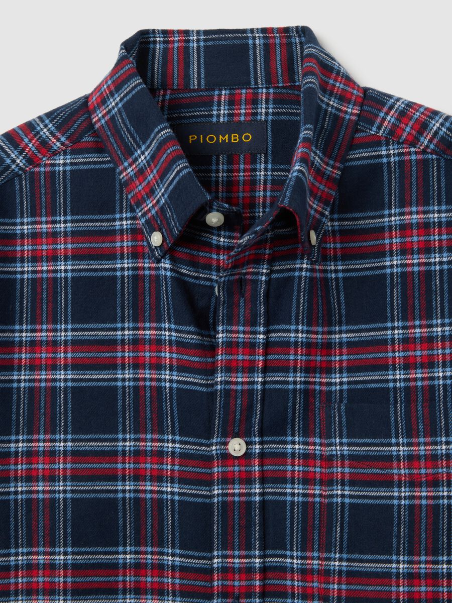 Camicia a quadri multicolor in puro cotone regular fit in flanella_1