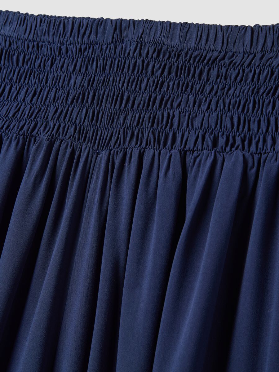 Wide blue pure-viscose trousers with elasticated waist, regular fit_5