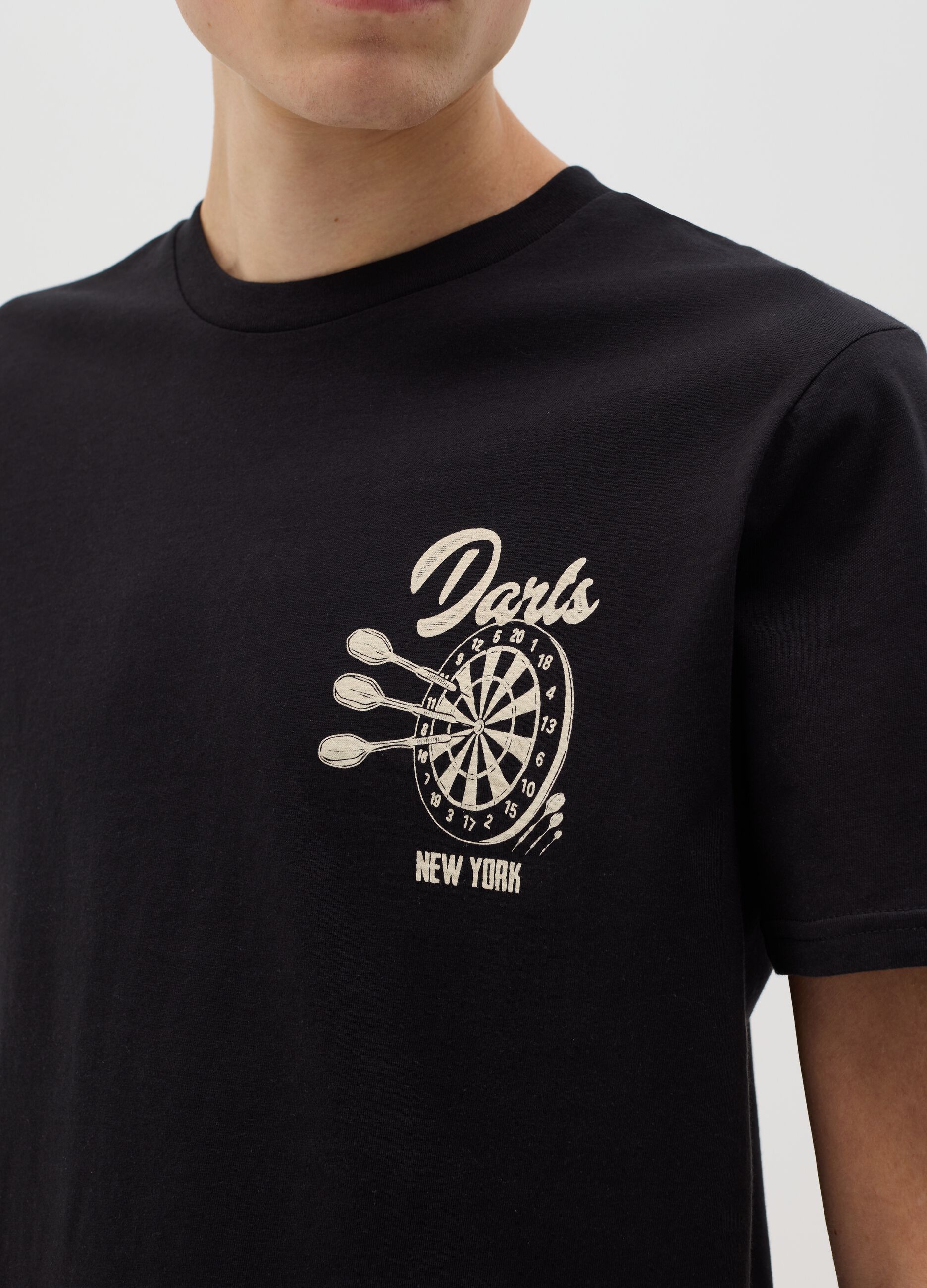 Cotton T-shirt with "Darts New York" print