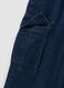 Dark blue pure cotton wide-leg cargo jeans_1