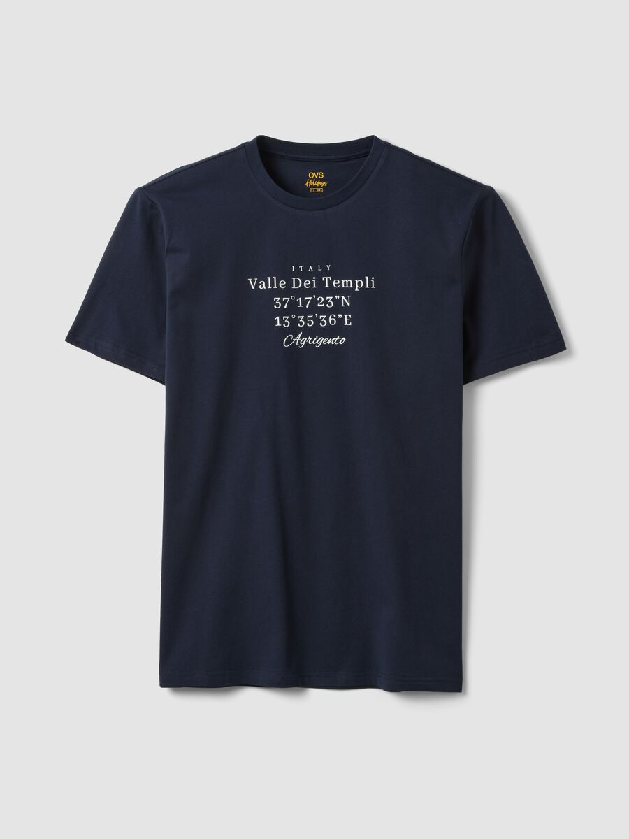 Blue short-sleeve pure cotton T-shirt, regular fit_4