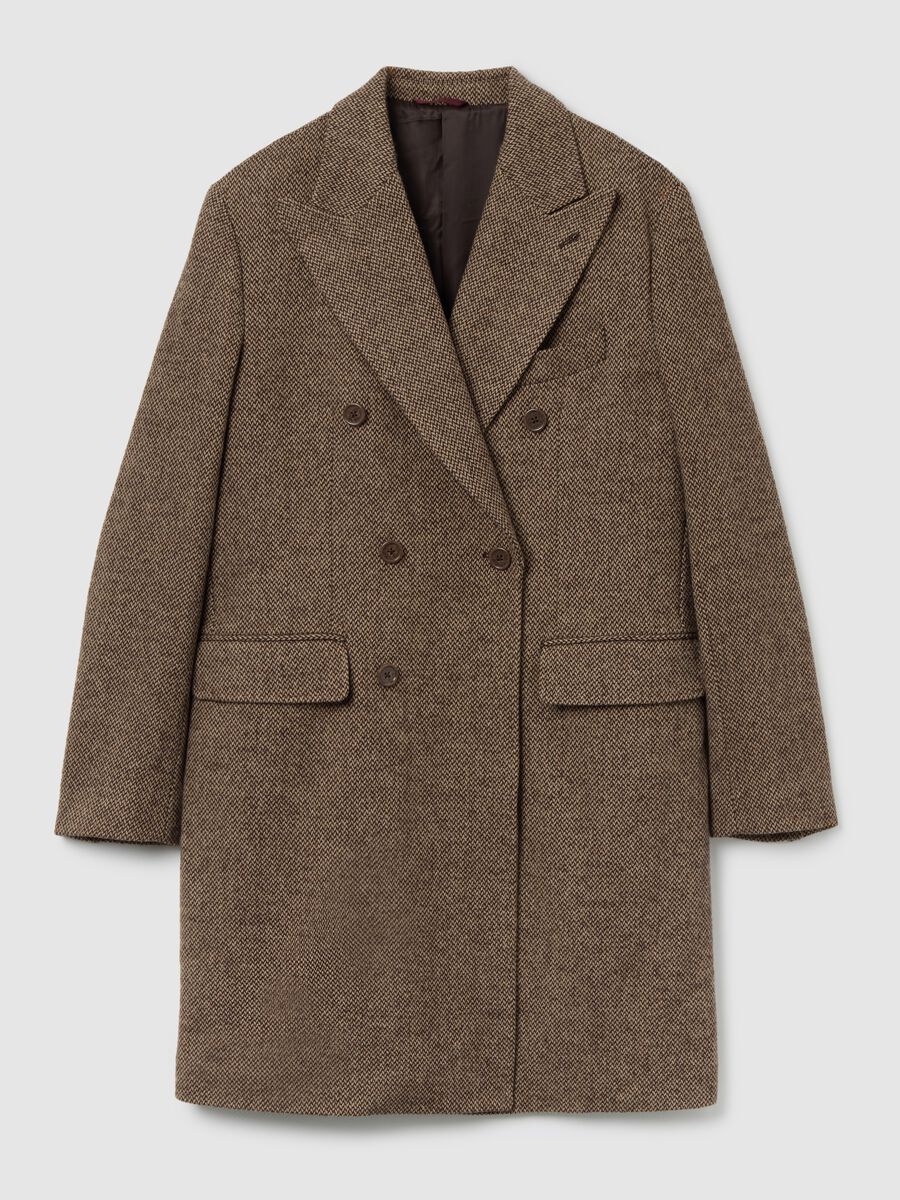 Cappotto lungo a quadri marrone regular fit_4