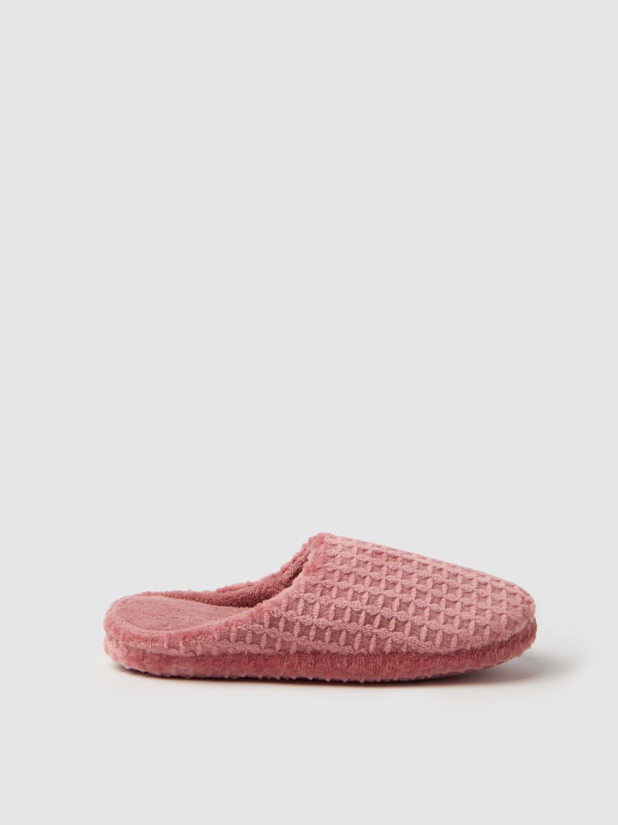 Velour slippers with check weave_0