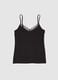 Regular fit black viscose blend tank top_0