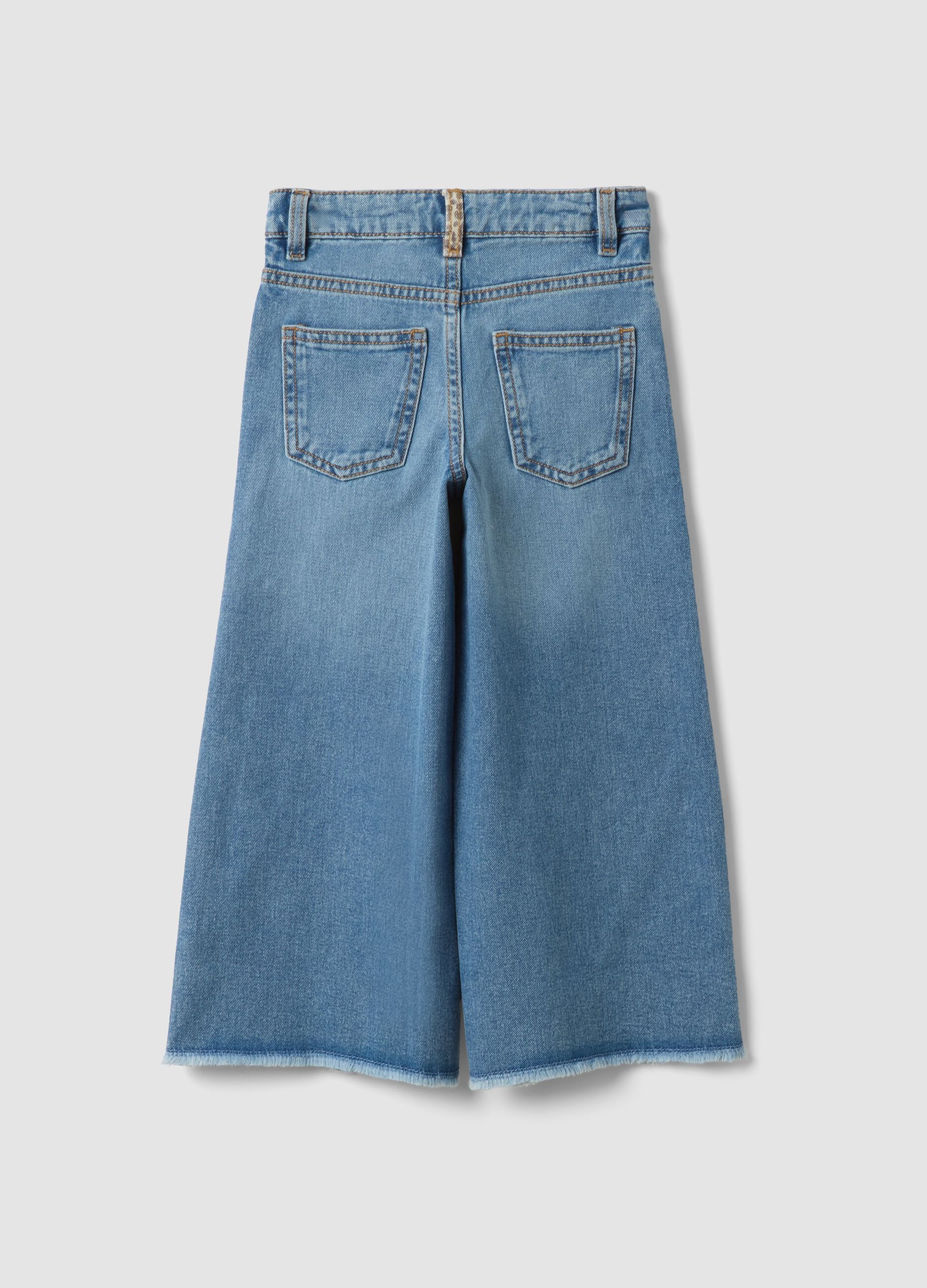 Light blue wide-leg pure cotton jeans