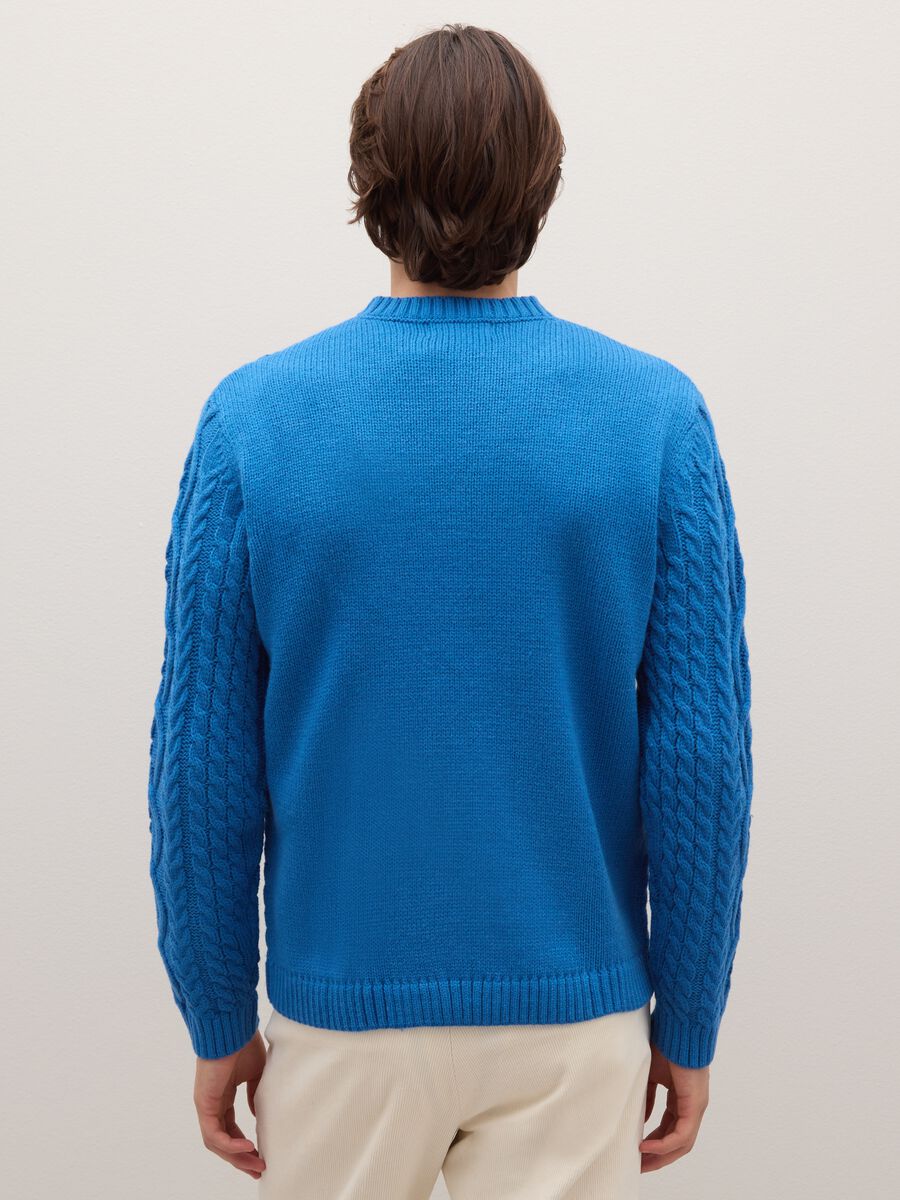 Blue regular fit jumper with jacquard pattern_2