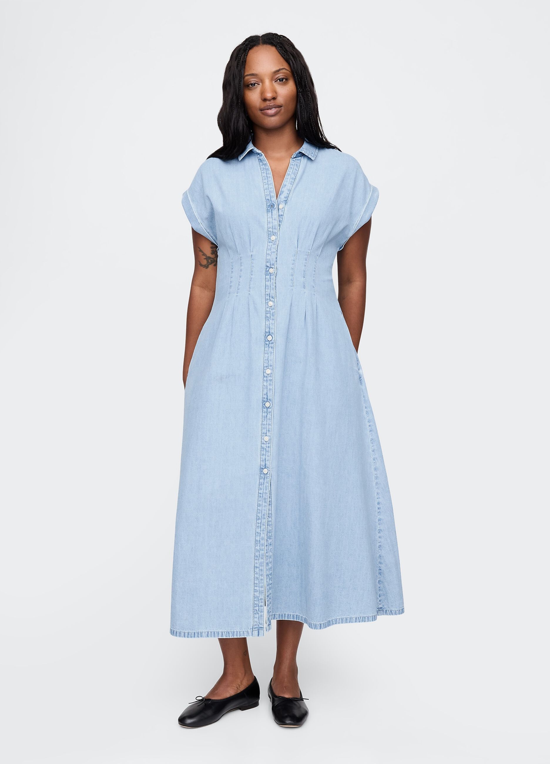Long Cotton Denim Dress