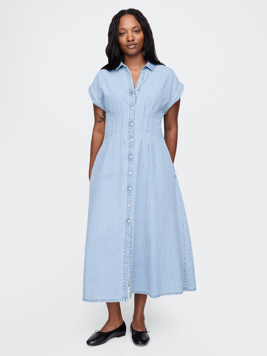 Vestito lungo denim in cotone_4