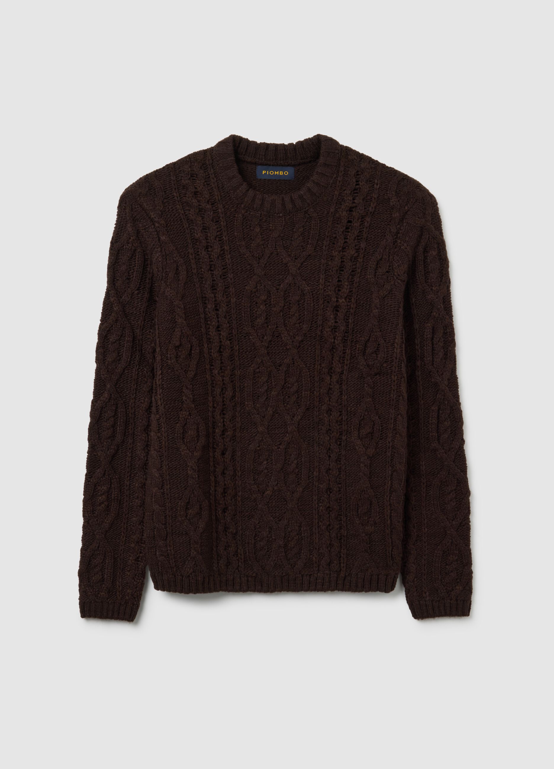 Brown regular fit tricot jumper