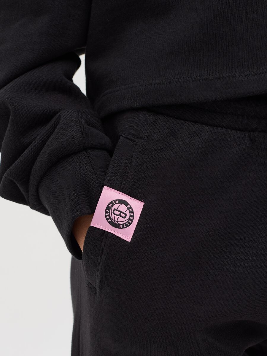 Black joggers in cotton with NBA Brooklyn NETS print_2