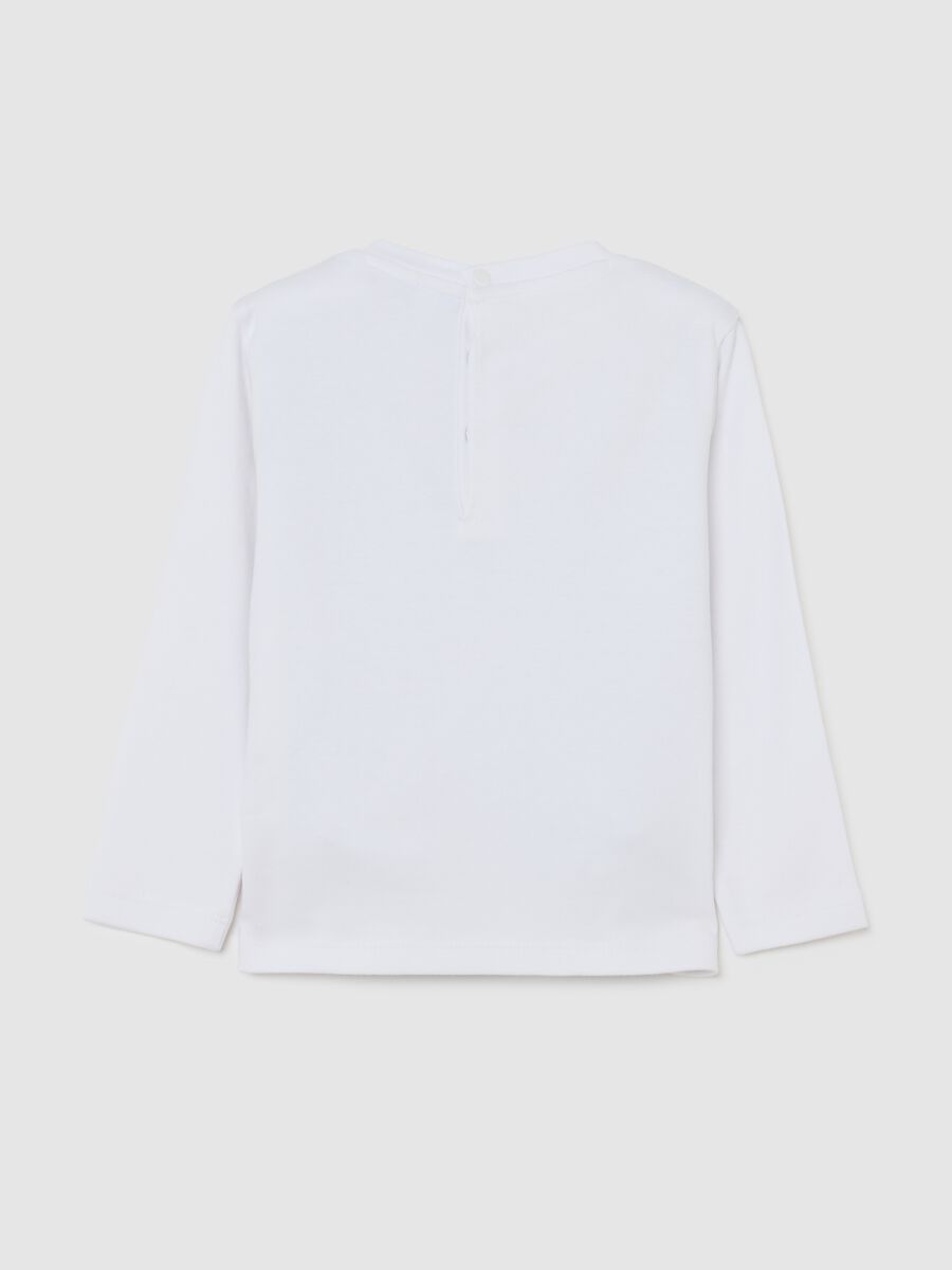 Children's white t-shirt in pure cotton with blue regular fit gilet_1