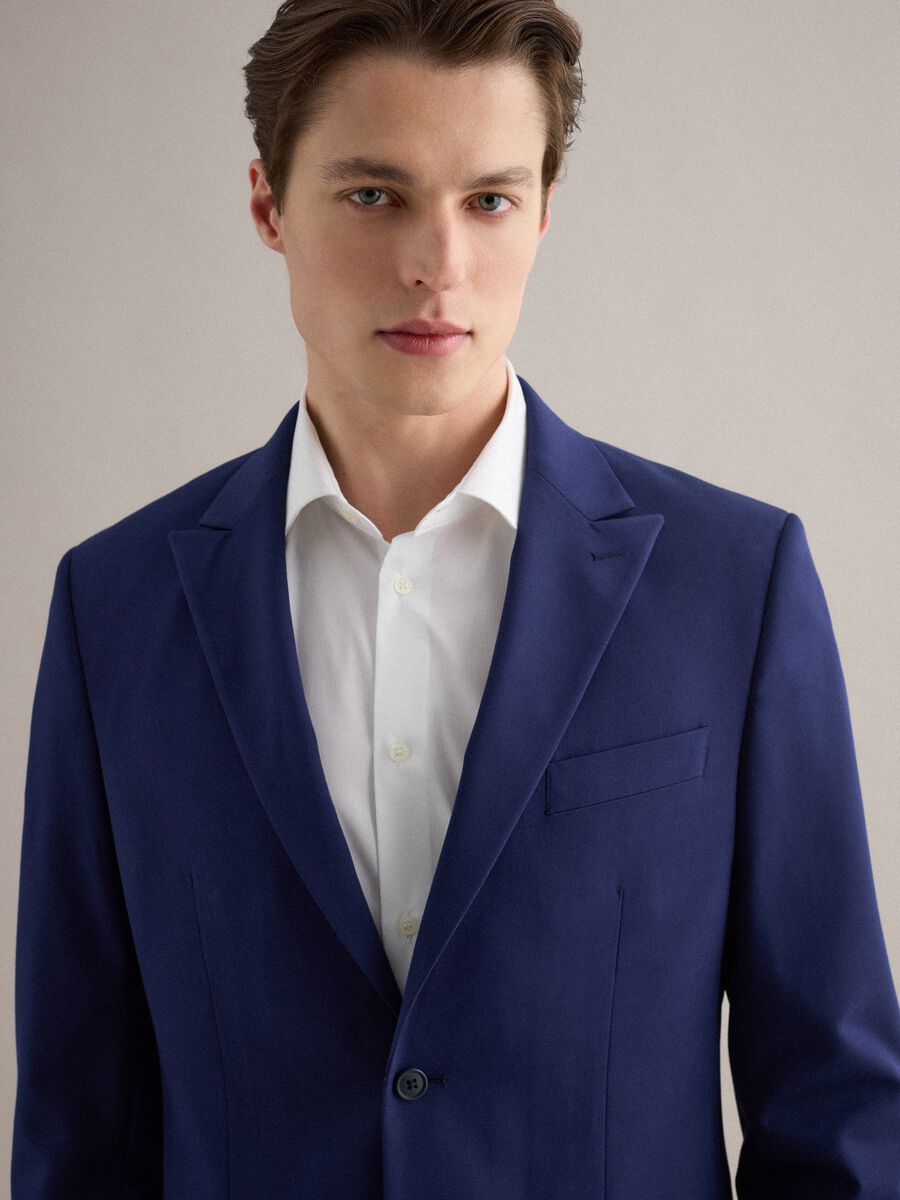Blue Slim Fit Jacket with Notched Lapel_3