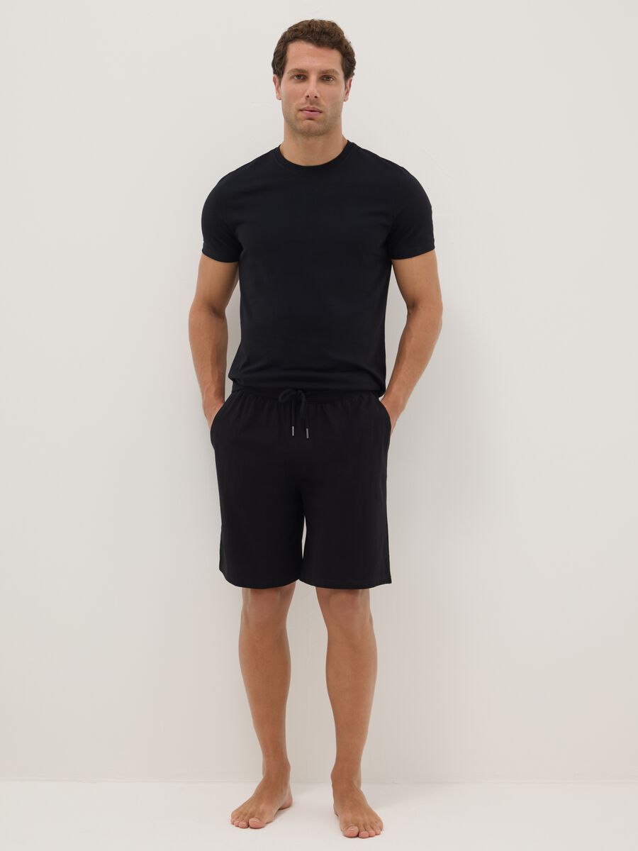 Black pure cotton regular fit pyjama shorts_0