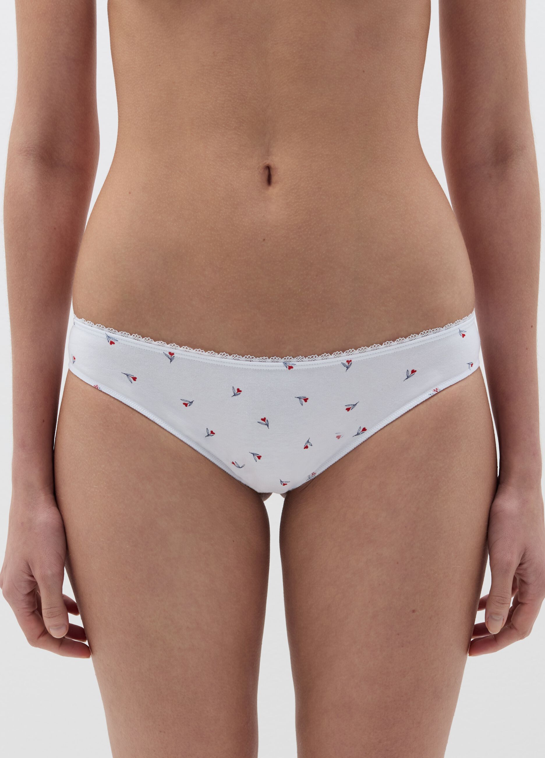 Tripack brasiliani in cotone stretch con merletto