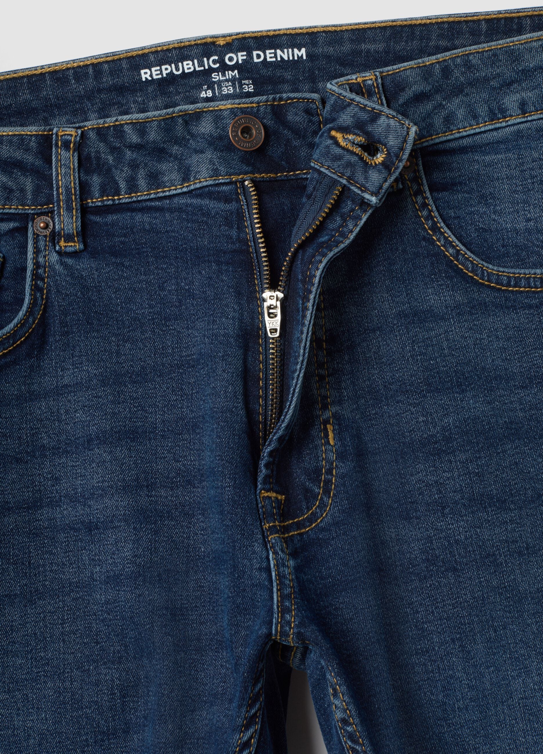 Blue slim-fit stretch cotton jeans