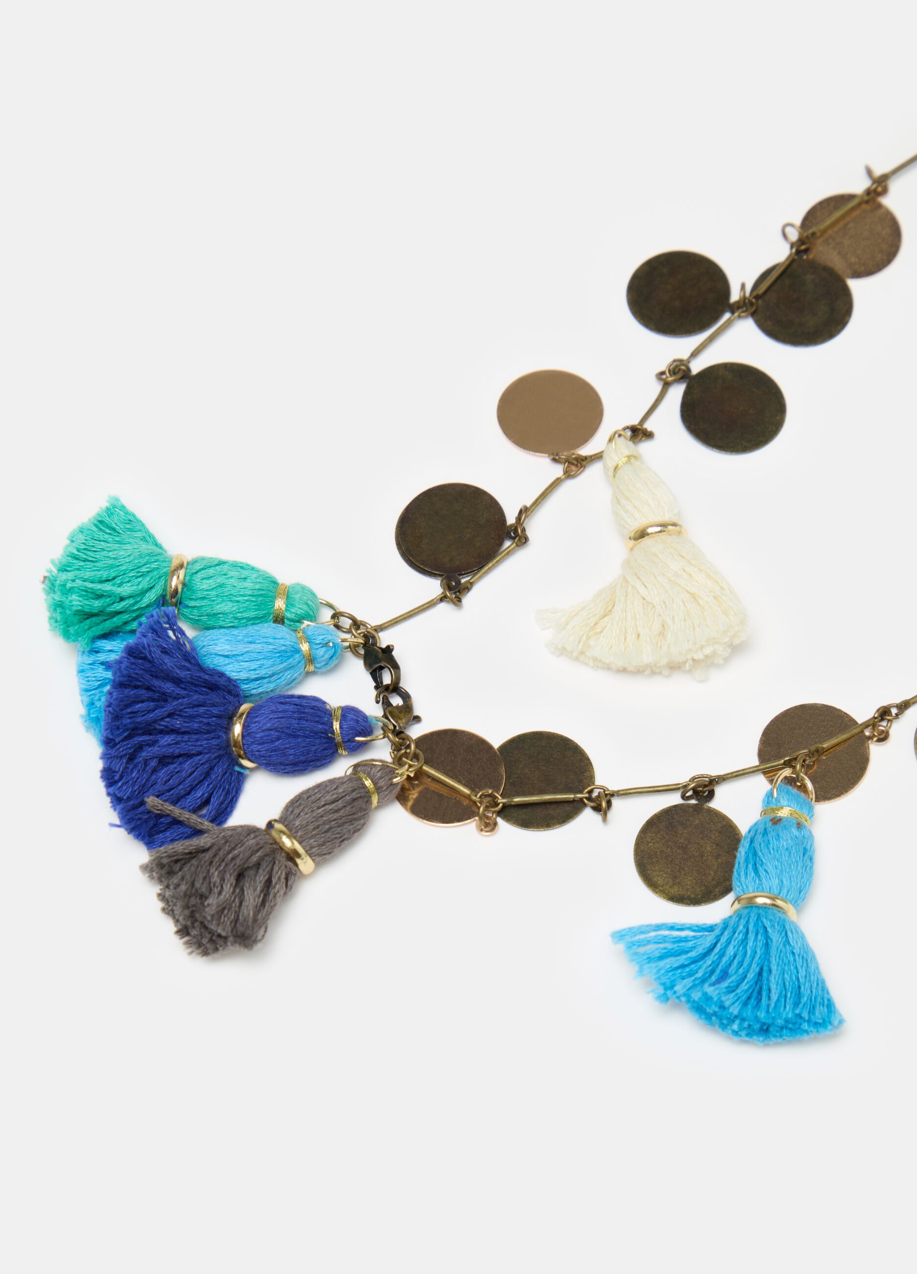 Necklace with tassels and small circles