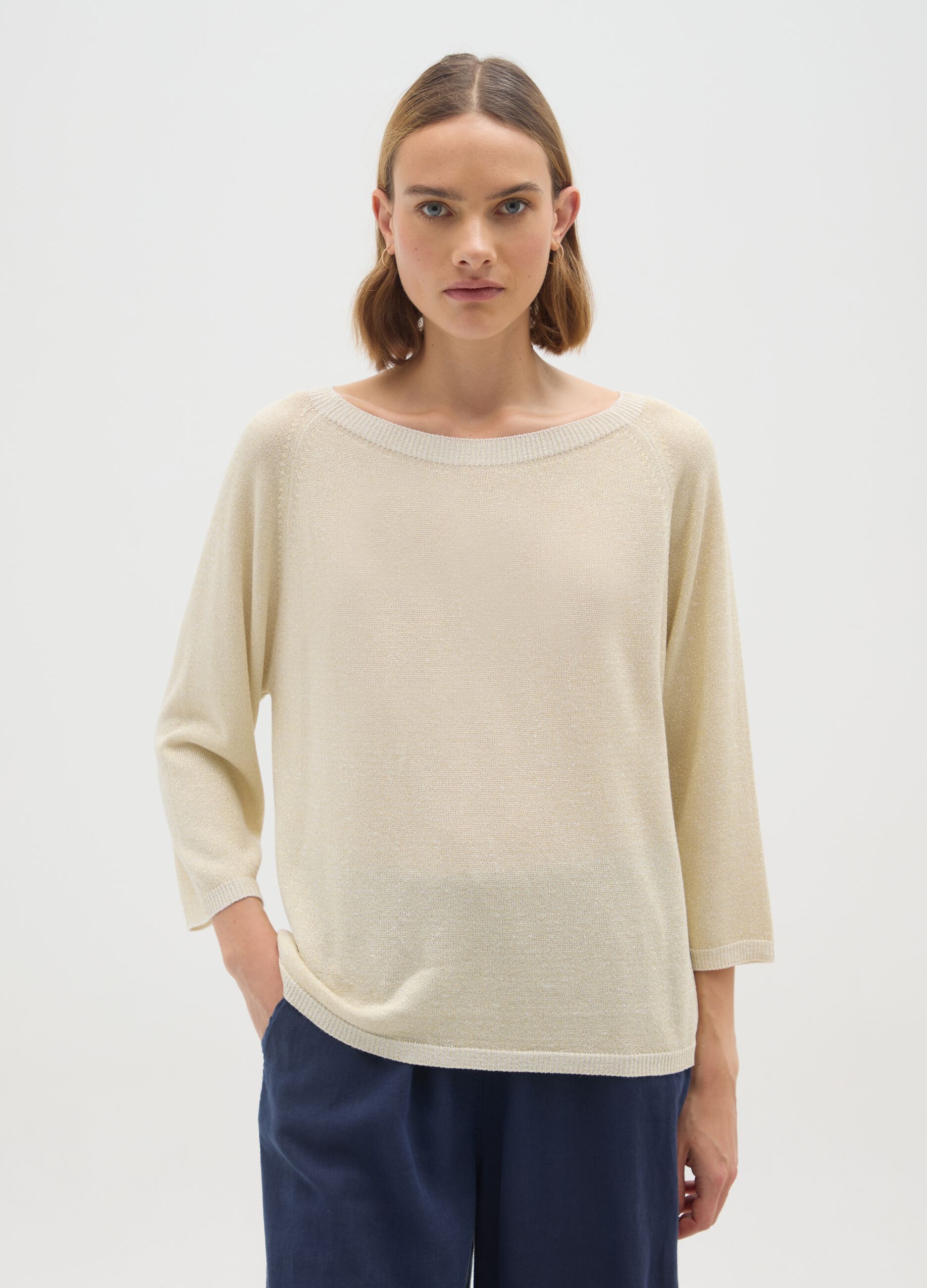 Beige Multicolour Regular Fit Top