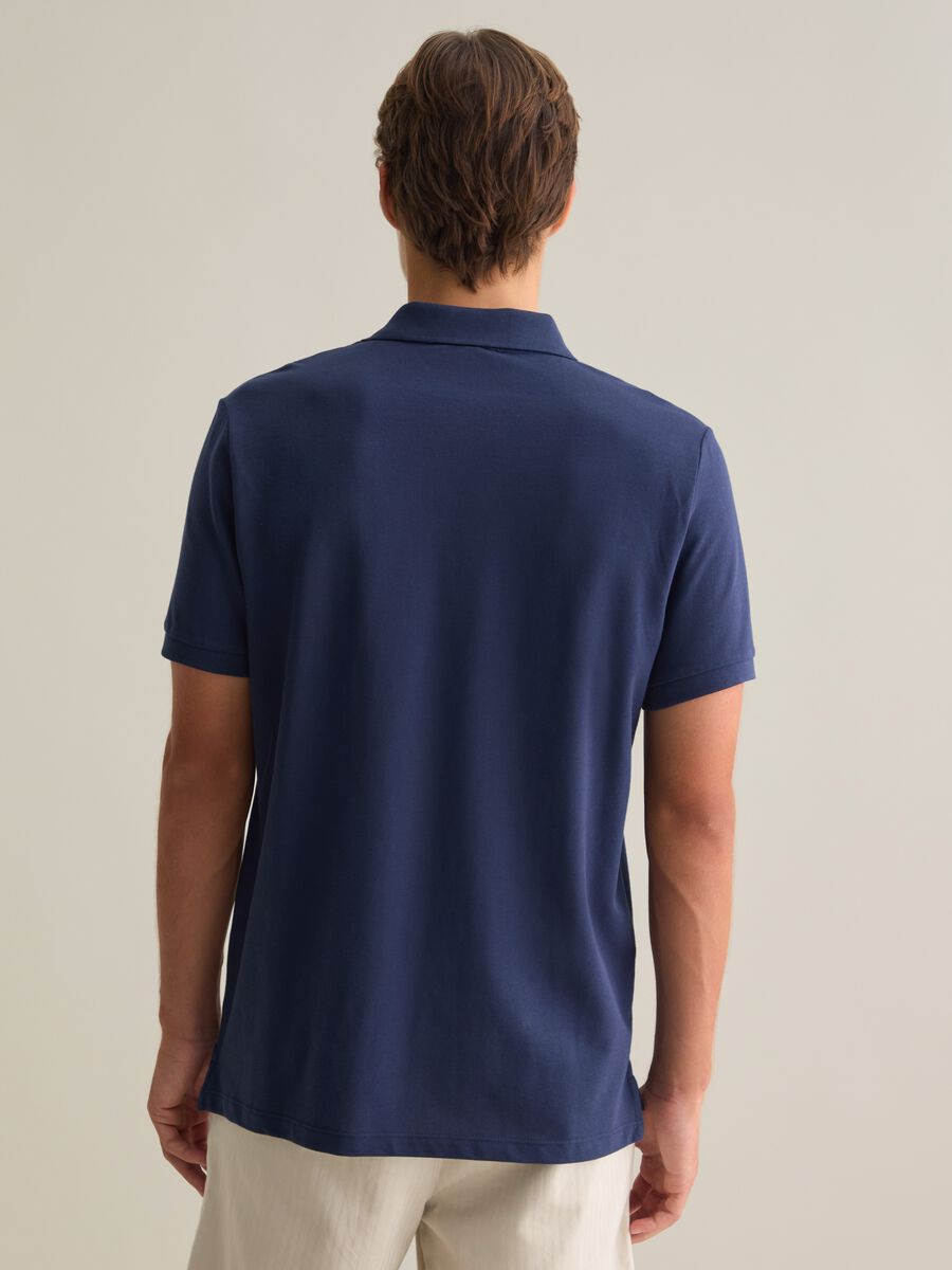 Men's Blue Regular Fit Pure Cotton Polo_3