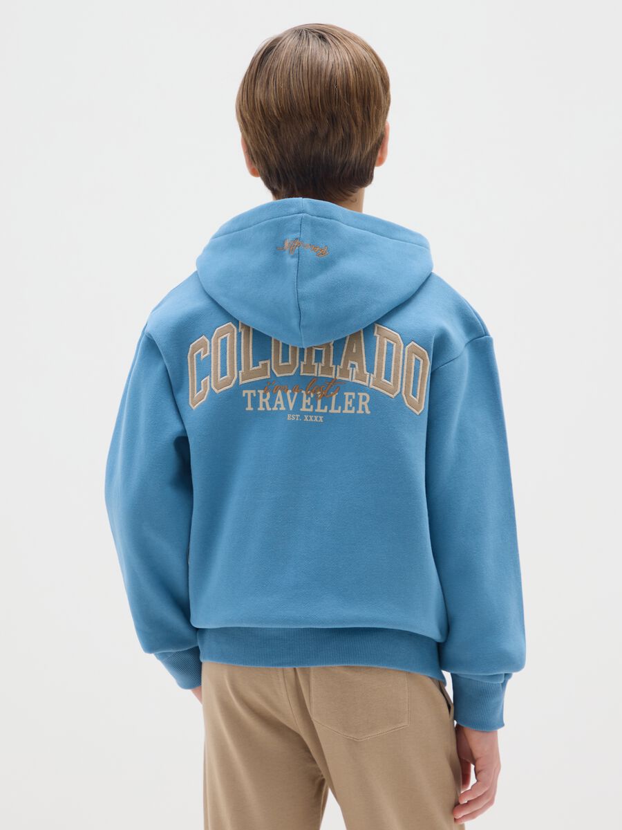 Felpa da ragazzo in puro cotone blu regular fit con zip_1