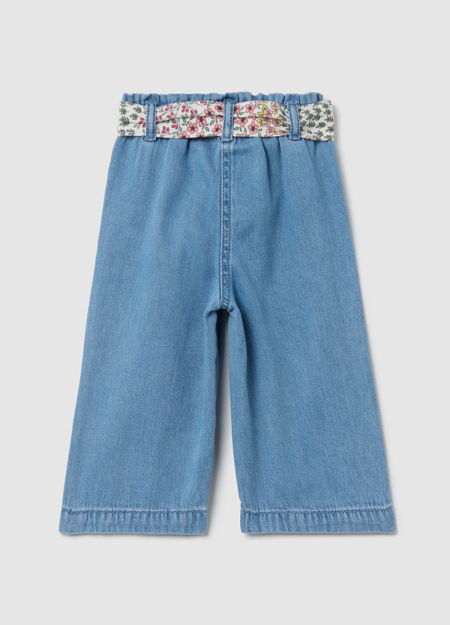 Pantaloni a gamba larga con cintura floreale